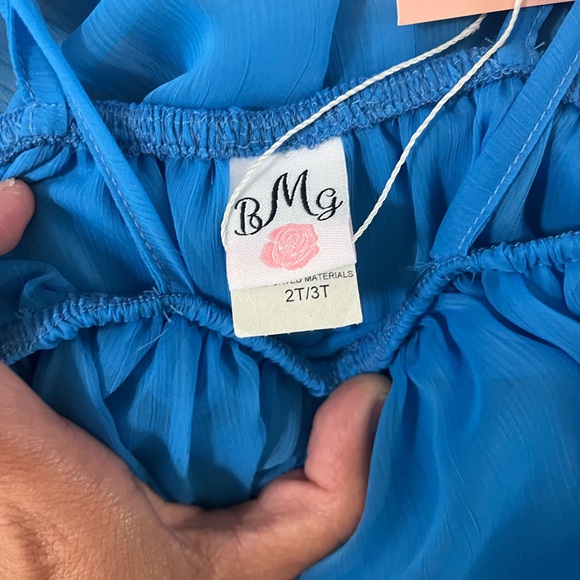 Toddler Girls Mia Belle Girls Blue & White Floral Flare Pant Set | Size 2T/3T - Picture 4 of 5